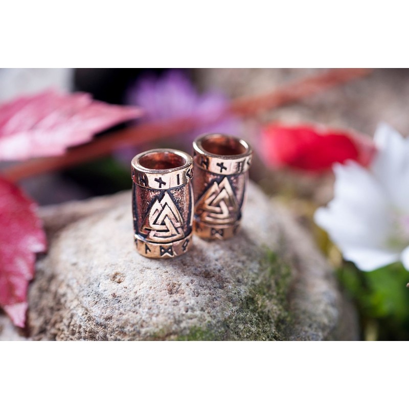 WINDALF Vikings Hair & Beard Pearl Valknut 15 mm Wotans