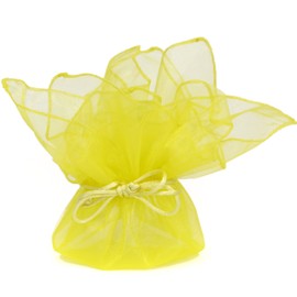 30 Designer Organza Fabric Gift Bags Pouches Party Favor Gifts Packaging Yellow