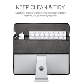 kwmobile Case Compatible with 24-26 Inch Monitor - with 2 Compartments on the Back - Protective Case in Dark Grey