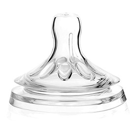 Tetinas para Biberones, 4 Pezones de Biberón de Silicona Suave y Seguro, Pecho Transparente como Pezón para Bebés de 6 a 12 Meses, Boquillas Equilibradas Automáticamente