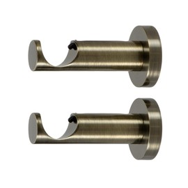 Ivilon Ceiling or Wall Mount Curtain Rod Brackets Holders for Curtain Rods of 7/8 and 1 Inch Diameter. Set of 2. Color Ant Brass