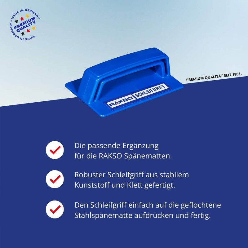 RAKSO Grinding Handle for Chip Mats, Robust Plastic Handle and