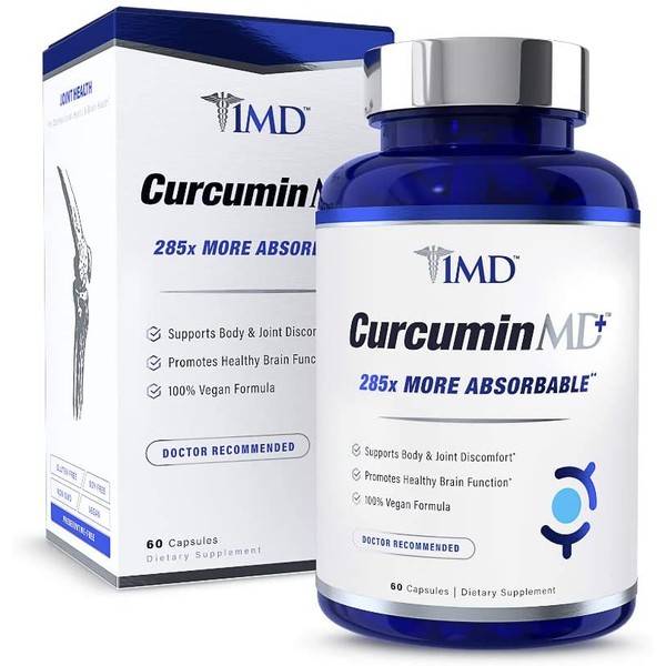 1MD CurcuminMD Plus - Turmeric Curcumin with Boswellia Serrata - 285x More Absorbable | Joint Stiffness, Muscle Recovery, and Mood Support | 60 Capsules