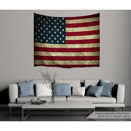 PROCIDA American Flag Tapestry Wall Hanging Vintage Retro Stars and Stripes USA Flag Tapestry Wall Tapestry for Dorm Bedroom Living Room College, Nail Included, 60" W x 40" L, USA Flag