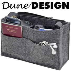 DuneDesign Felt Handbag Organiser 27x10x16cm Felt Bag Insert M Inner Pocket Grey