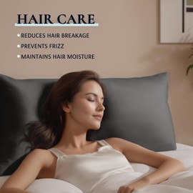 Zenssia Satin Pillow Cases 2 Pack Queen, Silky Satin Pillowcase for Hair and Skin, Breathable Satin Pillow Cover with Hidden Zipper, 20x30 inches, Black