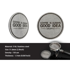 2Pcs 51mm Reusable Coffee Filters for Espresso Puck Screen, Permanent and Easy to Clean Coffee Mesh Filter, 1.7mm Thickness 150μm, 316L Stainless Steel