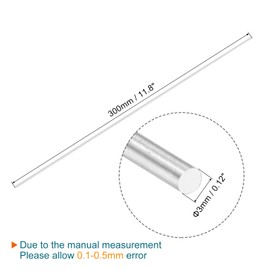 sourcing map Round Solid Aluminum Rod 3mm Diameter 300mm Length Lathe Bar Stock for DIY Craft Pack of 1