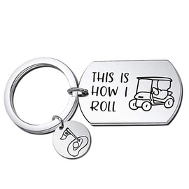 RFTWXHPN Golf Gifts Keychains for Men Women This is How I Roll Key Chain Gifts for Golfer Golf Ball Cart Keychain for Golf Lovers Gifts for Husband Golfers Christmas Birthday Gifts