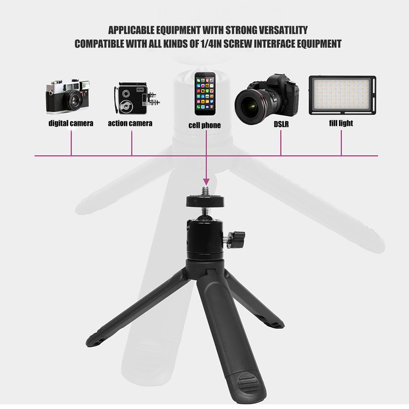 KINGJOY Desktop Tripod 2 Sections Retractable Mini Tripod for Live