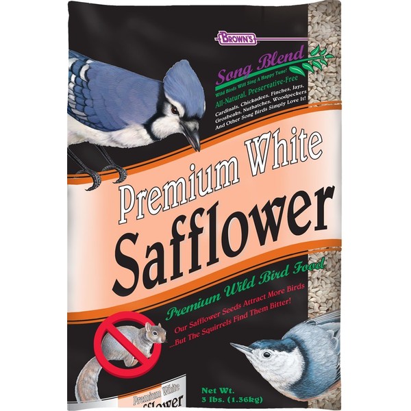 F.M. Brown'S Song Blend Premium Safflower Seeds For Pets, 3-Pound, White
