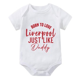 Born To Love Liverpool Just Like Daddy Rompers for Baby Girls Short Sleeve Neutral Onsies White 0-3 Months Baby Girl Clothes