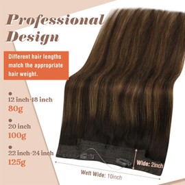 Sunny Wire Hair Extensions Real Human Hair Fish Line Human Hair Extensions Invisible Wire Extensions Dark Brown to Light Brown with Dark Brown #2/2/6 20 Inch
