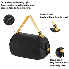 Reusable Shopping Bags, Foldable Grocery Storage Tote, Waterproof Oxford Cloth Duffle for shop, Large Durable Heavy Duty, Black