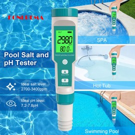 pH Meter, 7 in-1 pH/TDS/EC/ORP/S.G/Salinity/Temp Meter, Digital pH Tester with LCD Backlight Waterproof High Accuracy for Drinking Water, Hydroponics, Spas, Swimming Pool and Aquarium