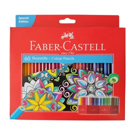 Faber Castell Premium 60 Colored Pencils, adult coloring pencils, professional colored pencils, drawing supplies, school supplies colored pencils - 60 colors set