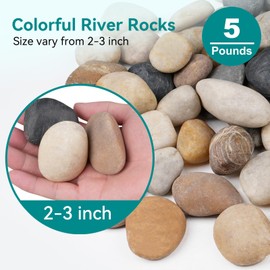 Rahato 5 lbs Rocks for Outdoor Landscaping, 2"-3" Aquarium Rocks for Fish Tank, Natural Decorative Garden Stone for Plants, Flower Pots, Vase, Walkways, Yard