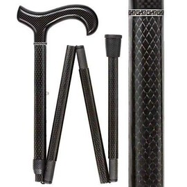 Folding Carbon Fiber Derby Walking Cane with Adjustable Carbon Fiber Shaft and Collar