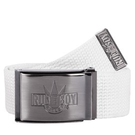 2Stoned Fabric Belt Canvas Belt Unisex Matte Folding Buckle 4 cm Wide for Men and Women, White Rudeboy