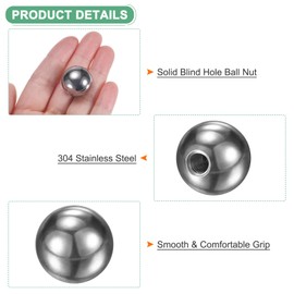M METERXITY 4Pcs Threaded Ball Nut Knobs, M6x20mm 304 Stainless Steel Female Thread Ball Nut Cap for Lighting Fixtures/Machinery/DIY, Round Solid Screw Cap Cover [Silver]