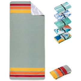 Fit-Flip XXL Beach Towel, Microfibre Bath Towel, Beach Towels, Lightweight and Quick-Drying, 100% Recycled Microfibre Towel, Beach Towel for Bathing (Retro Stripes 200 x 90 cm)