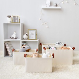 StorageWorks Storage Bins for Shelves with Metal Frame, Rectangle Storage Baskets, Large, Beige, 2-Pack