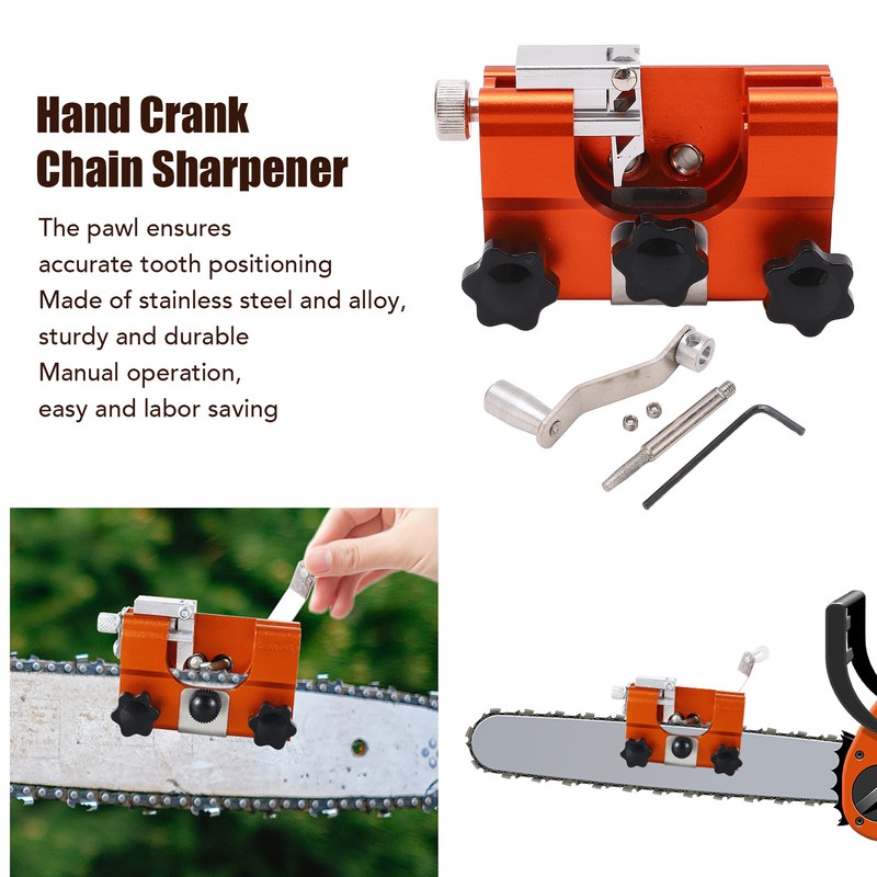 Hand Crank Chainsaw Sharpener Portable Manual Chain Sharpening Jig with