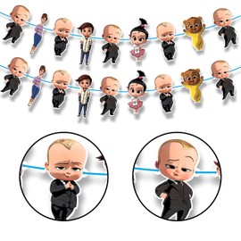 BBY Boss Garland Banner Decoration– Cute BBY Boss Cartoon Party Hanging Banner – First Birthday, Baby Shower,Room Backdrop, Party Supplies for BBY Boss Themed Celebration Decoration.