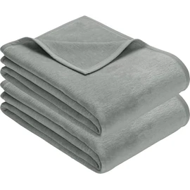 Erwin Müller Trieste Blankets Pack of 2 Cotton Blend Silver Size 100 x 150 cm