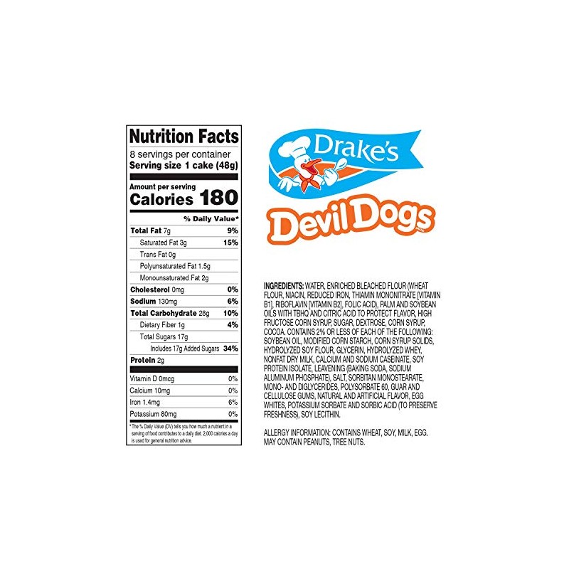 Drake's Devil Dogs, 8 count per box, 13.63oz of Devil