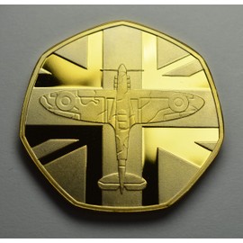 The Commemorative Coin Company THE BATTLE OF BRITAIN & SUPERMARINE SPITFIRE 24ct Gold Commemorative. WW2, 1940