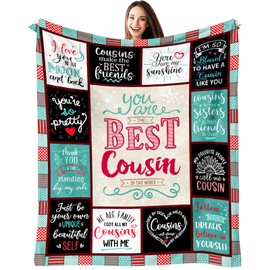 TOBUNKIEN Christmas Cousin Gifts for Women - Xmas Gift for Girl Cousin - Cousin Birthday Gifts for Woman - Birthday Gift for Cousins Female - Best Cousins Ever GiftsBlanket 60"X 50"