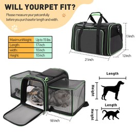 Expandable Pet Carrier, TSA Airline Approved Pet Carrier, Soft Sided Cat Carrier, Collapsible Travel Carrier for Cat Dog (Blue)