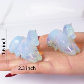 Hguxmcu Crystal Horse Figurines, 2.3 Inch Hand Carved White Opalite Horse Statue for Home Office Desk Decor, Reiki Healing Crystal Animal Sculpture Feng Shui Gifts for 2026 Year of The Horse