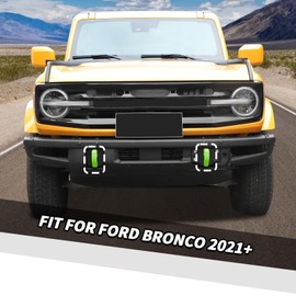 Jimen Fit for Ford Bronco 2021-2024, 2PCS Front Bumper Tow Hook Covers Protector Exterior Accessories (Green)