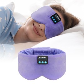 Sleep Mask Bluetooth 5.4 Headphones Soft Wireless Headband Eye Mask Blackout with Microphone (Lilac)