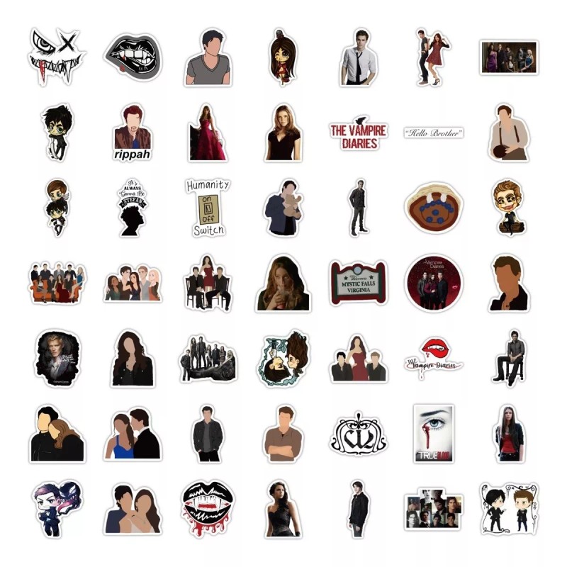 The Vampire Diaries 50 Calcomanias Serie Contra Agua