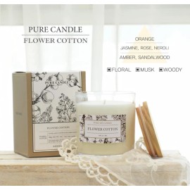 Aronica Flower Cotton Candles Scent Pure Soy Candles 7.05 oz Made in Korea