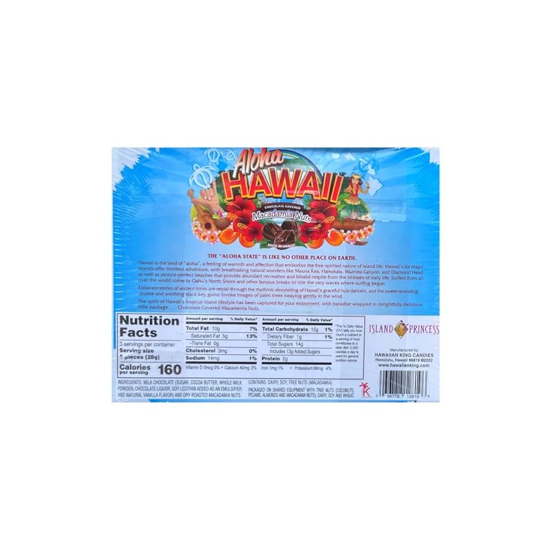 Island Princess Hawaiian Chocolate-Covered MacNuts - Aloha Hawaii 3 Pack