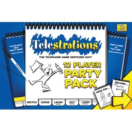 USAopoly Telestrations Party Pack 12 Player | 600 New Phrases to Sketch | Board Game | A Fun Family Game for Kids and Adults | Family Game Night Just Got Better | Telephone Game Sketched Out, Multi-colored