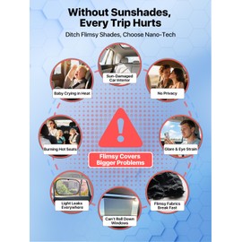 Car Window Shades for Side Window 2-Pack, [Sun Protection, Enjoy Nature] Backseat Window Privacy Covers for Baby, Window Screens for Camping, Shade for Window for Kids, Car Accesories Large