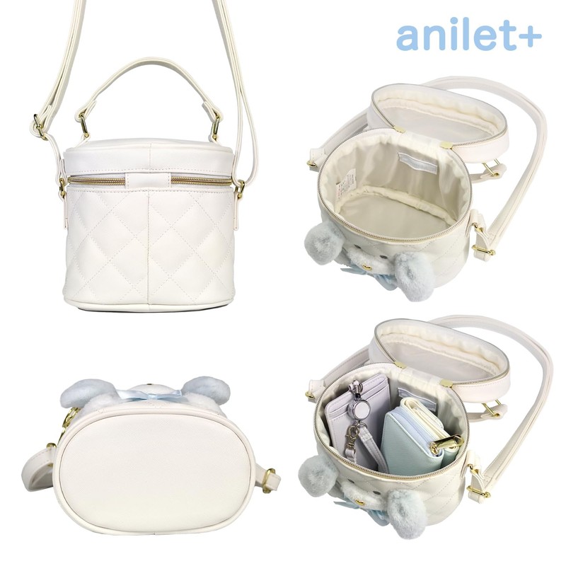 anilet + Animal Cow Vanity Shoulder Bag, Dog, White, Ribbon,