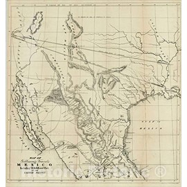 Historic Map : Map of Gilliam's Travels in Mexico Including Texas and Part of The United States, 1846, Albert Gilliam, Vintage Wall Art : 44in x 44in