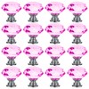 JTWEB 16PCS 30mm Pink Crystal Glass Door Knobs Cupboard Cabinet