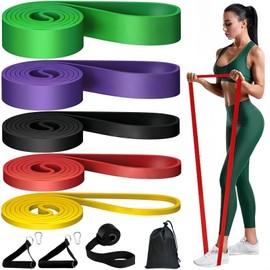 Fitnessbänder 5er-Set,Widerstandsstufen,Gymnastikband,Klimmzugband,Widerstandsbänder,Resistance Bands für Yoga,Pilates,Training,Physiotherapie,Klimmzughilfe,Krafttraining für Männer und Frauen