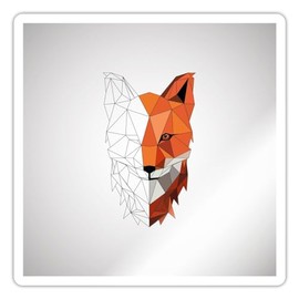 Spreadshirt Fuchs Polygon Sketch Sticker, 10 x 10 cm, Glossy White