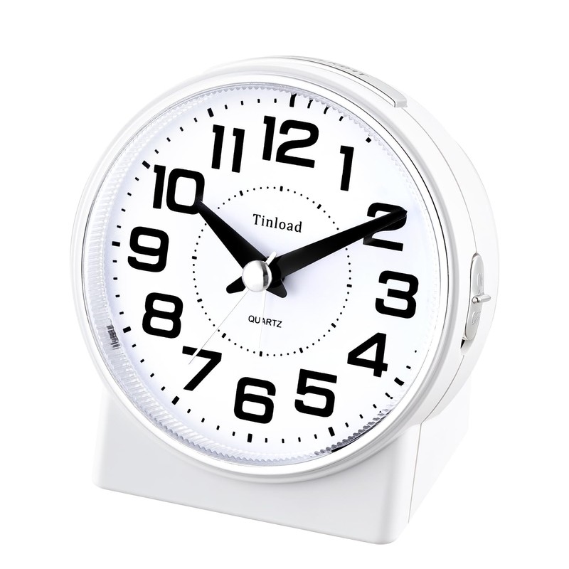 4.3" No Ticking Analog Alarm Clock,Silent Readable for Seniors,Easy to