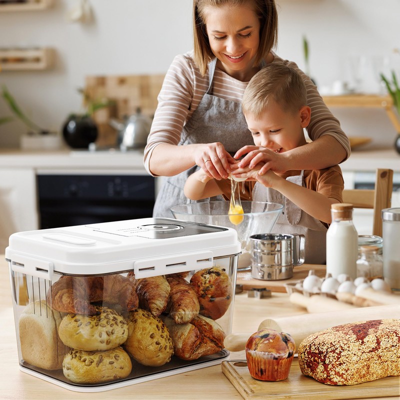 Olimingse Bread Box For Kitchen Countertop, Airtight Bread Storage Container,