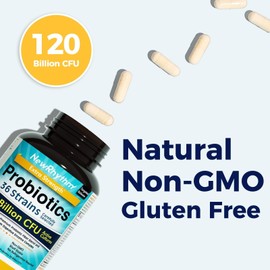 NewRhythm Probiotics 120 Billion CFU 36 Strains, 3-in-1 Probiotics with Prebiotics & Enzymes, Probioticos for Women & Men, Vegan Targeted Release Supplement, 30ct