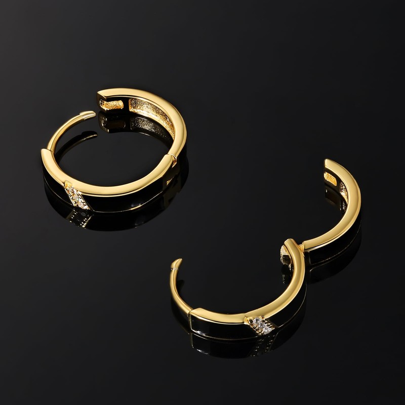 KRKC&CO Silver Hoop Earrings for Men, S925 Sterling Silver Mens